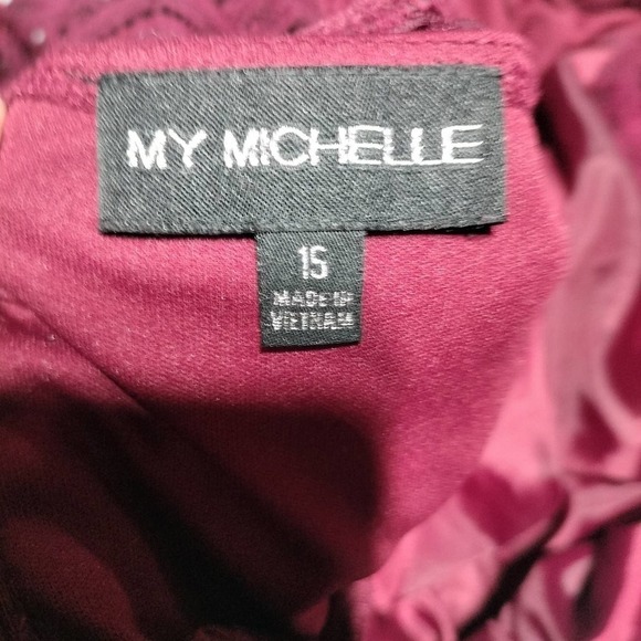 My Michelle maroon color mini dress plus size 15 - Picture 8 of 9